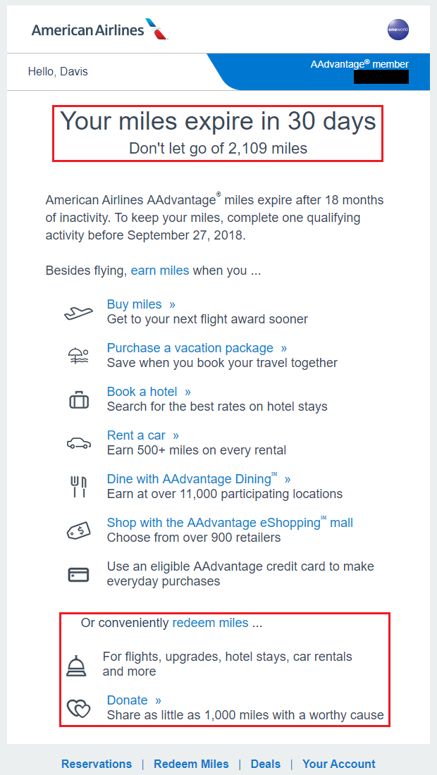 American Airlines Miles Expiring Soon 1