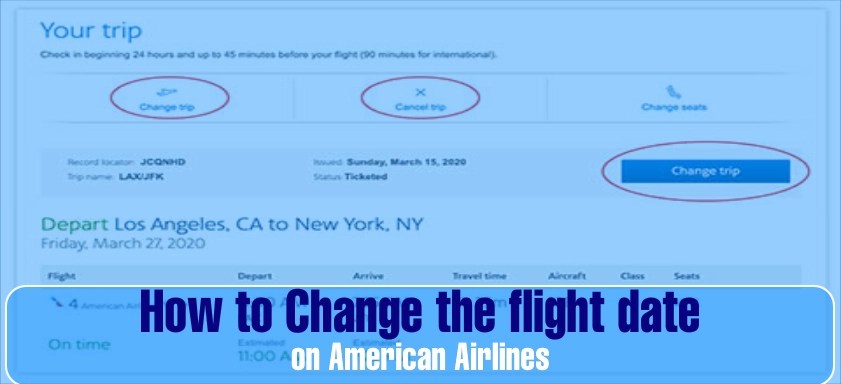 Change the flight date on American Airlines 00000