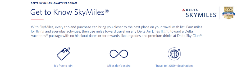 Delta SkyMiles website