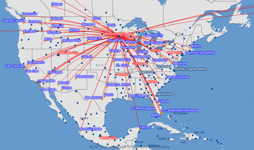 Delta Air Lines from Minneapolis