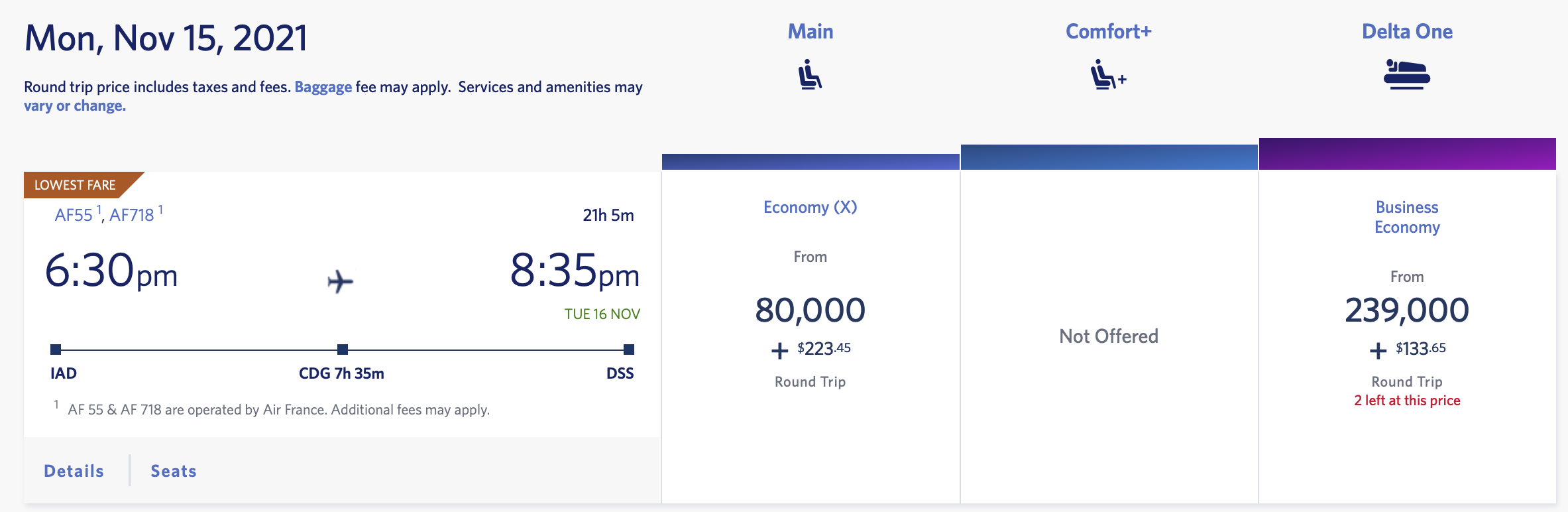 IAD DSS SkyMiles Pricing