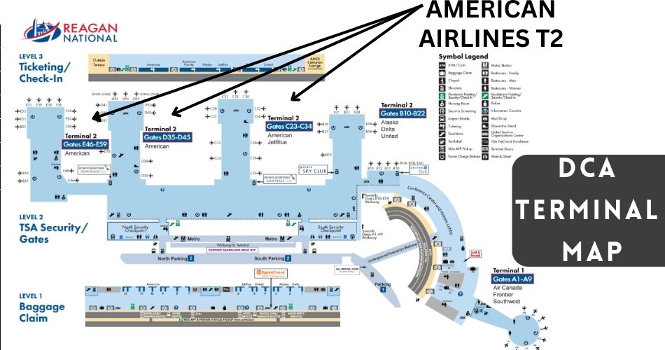 what terminal is american airlines at dca airport map aviatechchannel