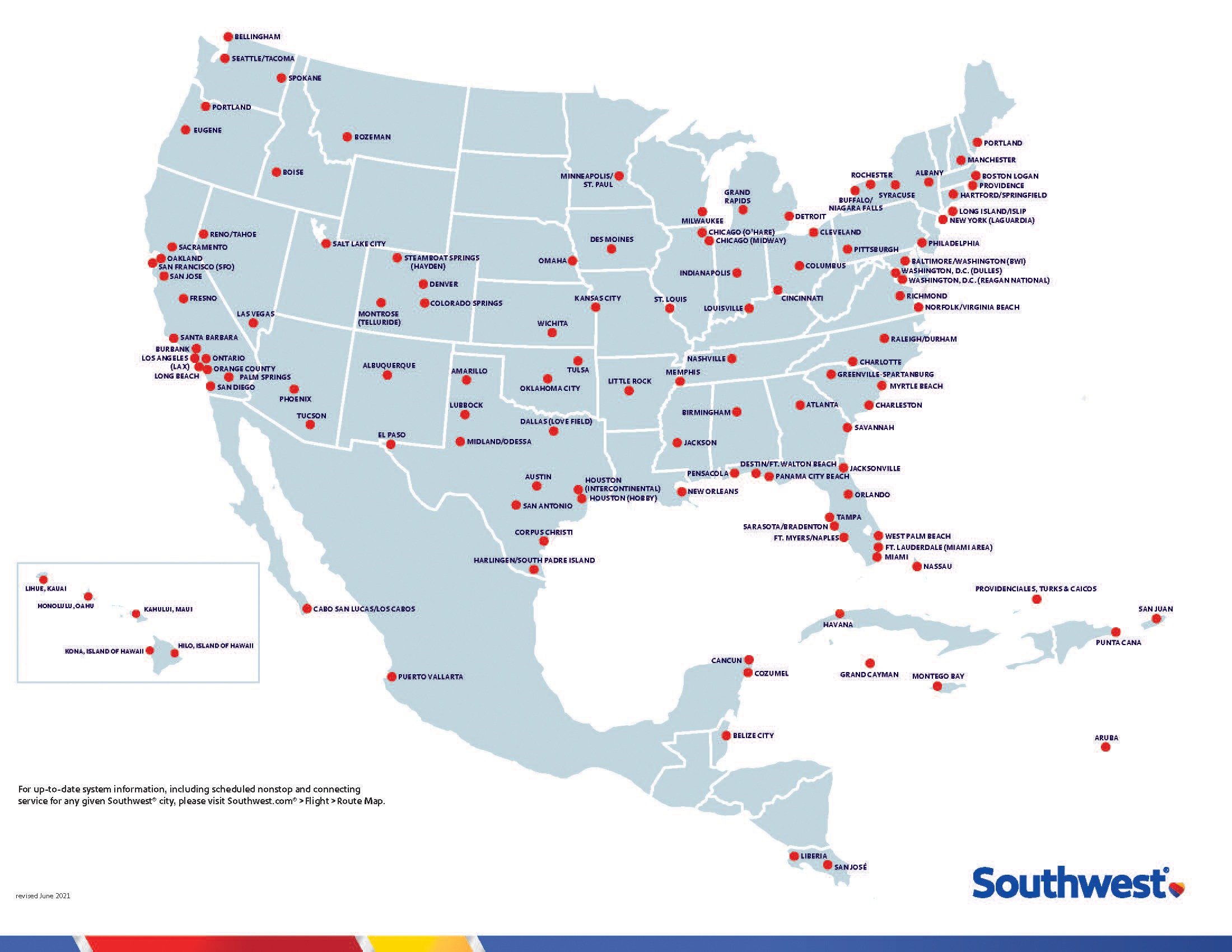 Where Does Southwest Airlines Fly In The United States